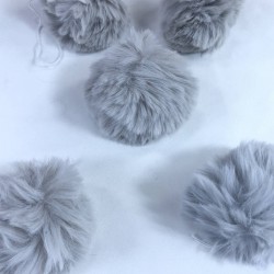 Tavşan Tüyü Peluş Ponpon Çanta Ayakkabı Süsleme Tüyü Gri 1 Adet-PELPP-1004