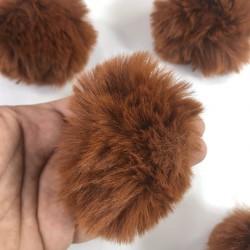 Tavşan Tüyü Peluş Ponpon Çanta Ayakkabı Süsleme Tüyü Kiremit 1 Adet-PELPP-1005