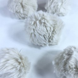 Tavşan Tüyü Peluş Ponpon Çanta Ayakkabı Süsleme Tüyü Krem 1 Adet-PELPP-1006