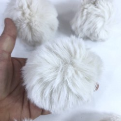 Tavşan Tüyü Peluş Ponpon Çanta Ayakkabı Süsleme Tüyü Krem 1 Adet-PELPP-1006
