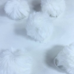 Tavşan Tüyü Peluş Ponpon Çanta Ayakkabı Süsleme Tüyü Beyaz 1 Adet-PELPP-1007