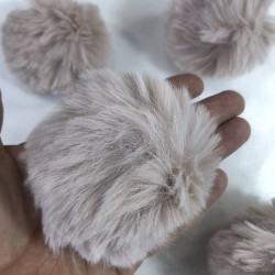 Tavşan Tüyü Peluş Ponpon Çanta Ayakkabı Süsleme Tüyü Pudra 1 Adet-PELPP-1008