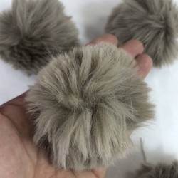 Tavşan Tüyü Peluş Ponpon Çanta Ayakkabı Süsleme Tüyü Vizon 1 Adet-PELPP-1009