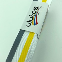 Sarı Gri Çizgi Baskılı Grogren Kurdele-PGK-119