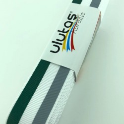 Gri Yeşil Çizgi Baskılı Grogren Kurdele-PGK-121