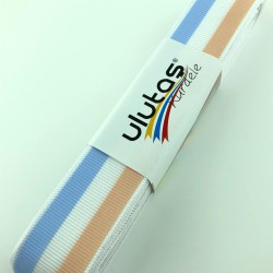 Yavruağzı Bebe Mavi Çizgi Baskılı Grogren Kurdele-PGK-126