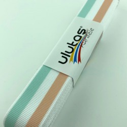 Yavruağzı Su Yeşili Çizgi Baskılı Grogren Kurdele-PGK-127