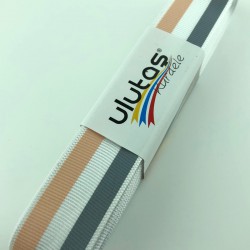 Yavruağzı Gri Çizgi Baskılı Grogren Kurdele-PGK-128