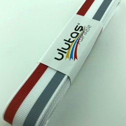 Gri Kırmızı Çizgi Baskılı Grogren Kurdele-PGK-131