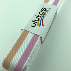 Pembe Yavruağzı Çizgi Baskılı Grogren Kurdele-PGK-136