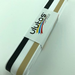 Bej Siyah Çizgi Baskılı Grogren Kurdele-PGK-141