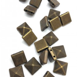 Yeşil Antik Kare Plastik Boncuk-PLB-1004