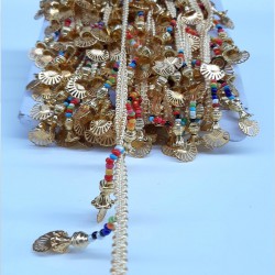 Renkli Metal Boncuklu Saçak Şerit-PPS-1052