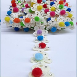 Renkli Papatya Desenli Boncuklu Saçak Şerit-PPS-1054