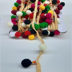 Renkli Büyük Ponponlu Saçak Şerit-PPS-1056