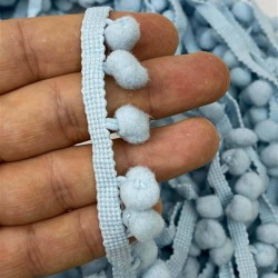 Açık Bebe Mavi Ponpon Şerit-PPS-1066 Açık Bebe Mavi Ponpon Şerit-PPS-1066