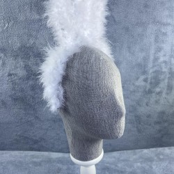 Beyaz Ful Tüylü Tavşan Kulaklı Taç Yılbaşı Kız Çocuk Tacı Tavşan Tacı Parti Organizasyon Tacı-PPTAC-1001