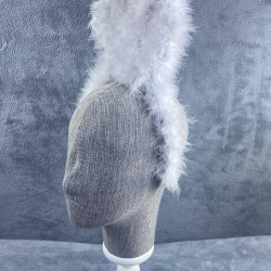 Beyaz Ful Tüylü Tavşan Kulaklı Taç Yılbaşı Kız Çocuk Tacı Tavşan Tacı Parti Organizasyon Tacı-PPTAC-1001