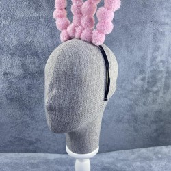 Pembe Ful Ponpon Tavşan Kulaklı Taç Yılbaşı Kız Çocuk Tacı Tavşan Tacı Parti Organizasyon Tacı-PPTAC-1002