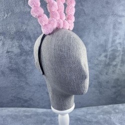 Pembe Ful Ponpon Tavşan Kulaklı Taç Yılbaşı Kız Çocuk Tacı Tavşan Tacı Parti Organizasyon Tacı-PPTAC-1002