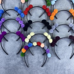 Organizasyon Parti Tacı Karışık Renkli Ponponlu Kız Çocuk Tacı 13 Adet-PPTAC-1019