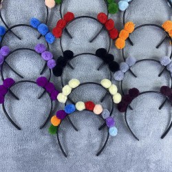 Organizasyon Parti Tacı Karışık Renkli Ponponlu Kız Çocuk Tacı 13 Adet-PPTAC-1019