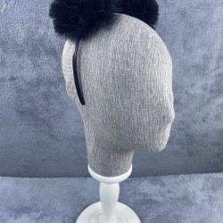 Siyah Tüllü Ponponlu Kız Çocuk Tacı Organizasyon Tacı -PPTAC-1020