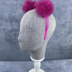 Fuşya Tüllü Ponponlu Kız Çocuk Tacı Organizasyon Tacı -PPTAC-1021