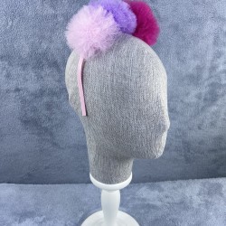 Pembe Fuşya Lila Tüllü Ponponlu Kız Çocuk Tacı Organizasyon Tacı -PPTAC-1022