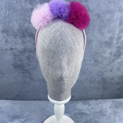 Pembe Fuşya Lila Tüllü Ponponlu Kız Çocuk Tacı Organizasyon Tacı -PPTAC-1022