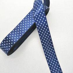 Lacivert Puantiyeli Saten Kurdele 2,5 cm 1 Metre-PUKR-100 Lacivert Puantiyeli Saten Kurdele 2,5 cm 1 Metre-PUKR-100