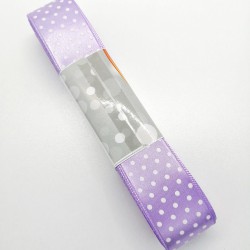 Lila Puantiyeli Saten Kurdele 2,5 cm 1 Metre-PUKR-104 Lila Puantiyeli Saten Kurdele 2,5 cm 1 Metre-PUKR-104