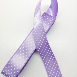 Lila Puantiyeli Saten Kurdele 2,5 cm 1 Metre-PUKR-104 Lila Puantiyeli Saten Kurdele 2,5 cm 1 Metre-PUKR-104