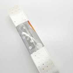 Beyaz Gümüş Puantiyeli Saten Kurdele 2,5 cm 1 Metre-PUKR-105