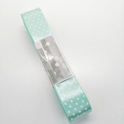 Su Yeşili Puantiyeli Saten Kurdele 2,5 cm 1 Metre-PUKR-109