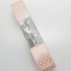 Koyu Krem Puantiyeli Saten Kurdele 2,5 cm 1 Metre-PUKR-110