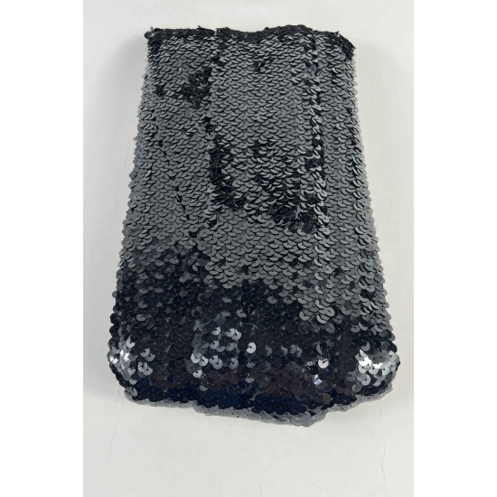 Siyah Glitterexa Komple Pullu Likralı Şerit 9 Cm &ndash; Esnek Payetli Sahne ve Kost&uuml;m Şeridi 1 Metre-PULLULIKRALI-1