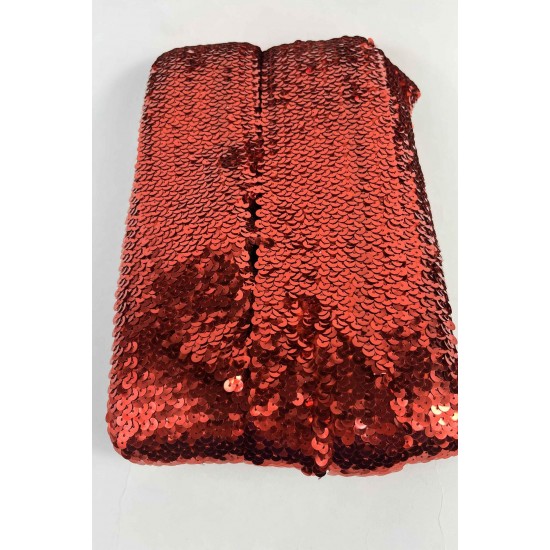 Kırmızı Glitterexa Komple Pullu Likralı Şerit 9 Cm &ndash; Esnek Payetli Sahne ve Kost&uuml;m Şeridi 1 Metre-PULLULIKRALI-2