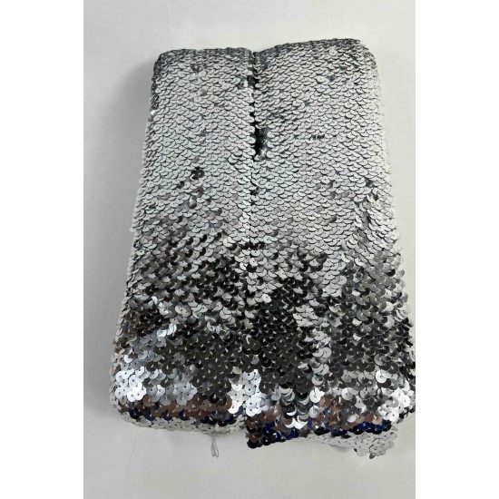 G&uuml;m&uuml;ş Glitterexa Komple Pullu Likralı Şerit 9 Cm &ndash; Esnek Payetli Sahne ve Kost&uuml;m Şeridi 1 Metre-PULLULIKRALI-3