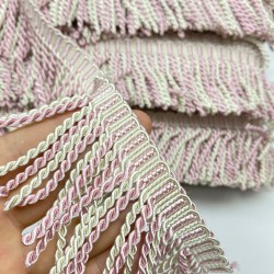 Pudra Krem Burgulu Bulyon Saçak Püskül Şerit-PUSKUL-1014