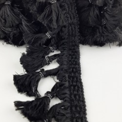 Siyah Topuzlu Sa&ccedil;ak P&uuml;sk&uuml;l Şerit-PUSKUL-1019