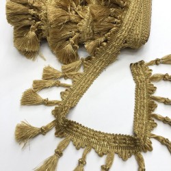 Hardal Sarısı Topuzlu Saçak Püskül Şerit-PUSKUL-1020