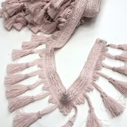 Açık Pembe Topuzlu Saçak Püskül Şerit-PUSKUL-1021