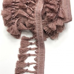 Koyu Pudra Topuzlu Saçak Püskül Şerit-PUSKUL-1022