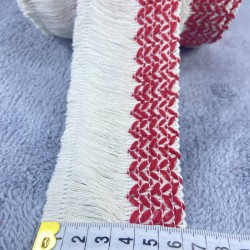 Kırmızı Çizgi Desenli Pamuk Saçak Şerit Püskül-PUSKUL-1026 Kırmızı Çizgi Desenli Pamuk Saçak Şerit Püskül-PUSKUL-1026