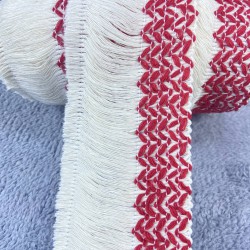 Kırmızı Çizgi Desenli Pamuk Saçak Şerit Püskül-PUSKUL-1026 Kırmızı Çizgi Desenli Pamuk Saçak Şerit Püskül-PUSKUL-1026