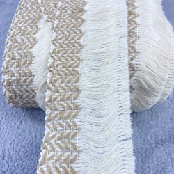 Vizon Çizgi Desenli Pamuk Saçak Şerit Püskül-PUSKUL-1027