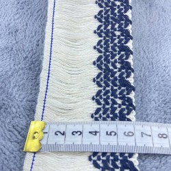 Lacivert Çizgi Desenli Pamuk Saçak Şerit Püskül-PUSKUL-1028 Lacivert Çizgi Desenli Pamuk Saçak Şerit Püskül-PUSKUL-1028