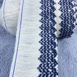 Lacivert Çizgi Desenli Pamuk Saçak Şerit Püskül-PUSKUL-1028 Lacivert Çizgi Desenli Pamuk Saçak Şerit Püskül-PUSKUL-1028