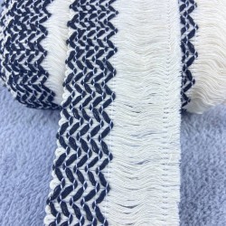 Siyah Çizgi Desenli Pamuk Saçak Şerit Püskül-PUSKUL-1030 Siyah Çizgi Desenli Pamuk Saçak Şerit Püskül-PUSKUL-1030